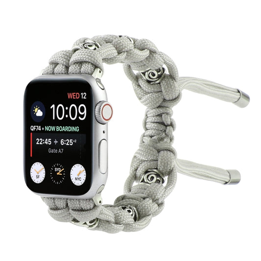 For Apple Watch Series 2 38mm Silk Silver Beads Braided Watch Band(Grey) by bashfashion