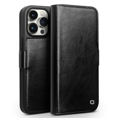 For iPhone 15 Pro Max QIALINO Classic 103 Buckle Genuine Leather Phone Case(Black) by QIALINO