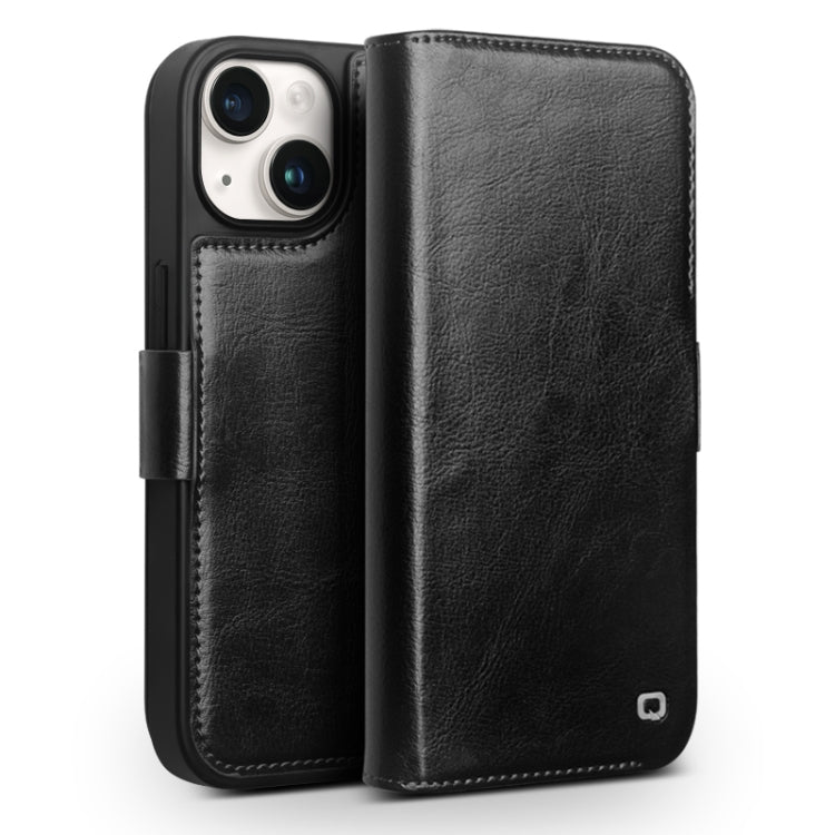 For iPhone 15 QIALINO Classic 103 Buckle Genuine Leather Phone Case(Black) by QIALINO