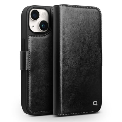 For iPhone 15 QIALINO Classic 103 Buckle Genuine Leather Phone Case(Black) by QIALINO