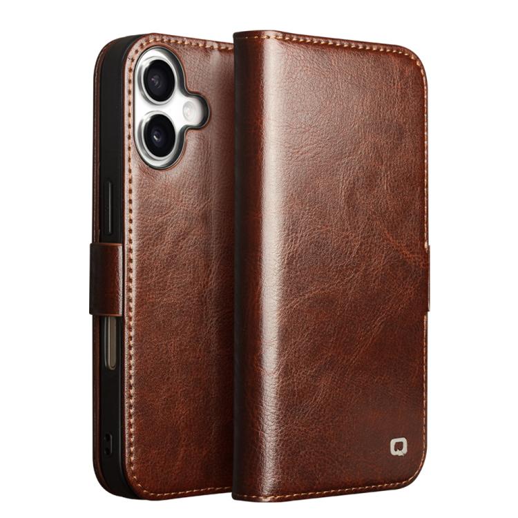 For iPhone 17 QIALINO Classic 103 Buckle Genuine Leather Phone Case(Brown) by QIALINO