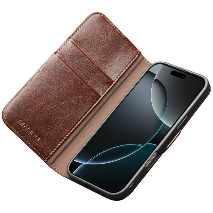 For iPhone 17 Pro QIALINO Classic 103 Buckle Genuine Leather Phone Case(Brown) by QIALINO