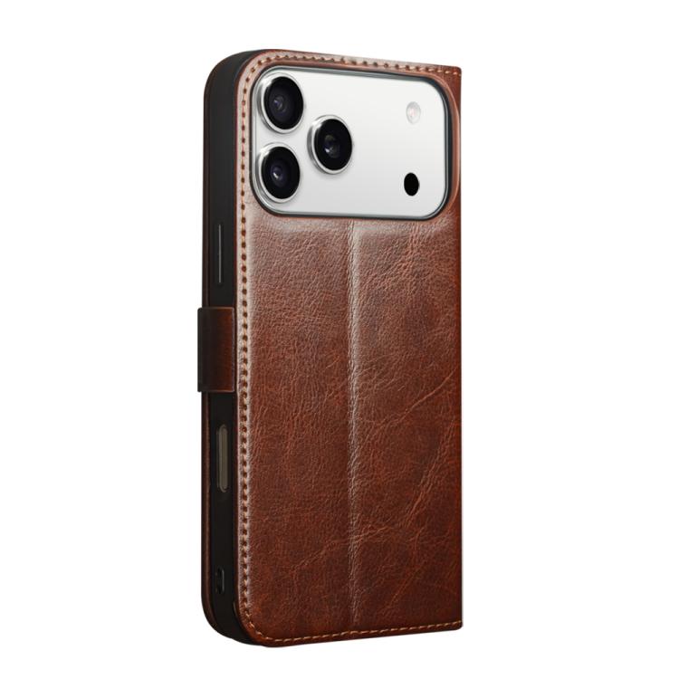 For iPhone 17 Pro Max QIALINO Classic 103 Buckle Genuine Leather Phone Case(Brown) by QIALINO
