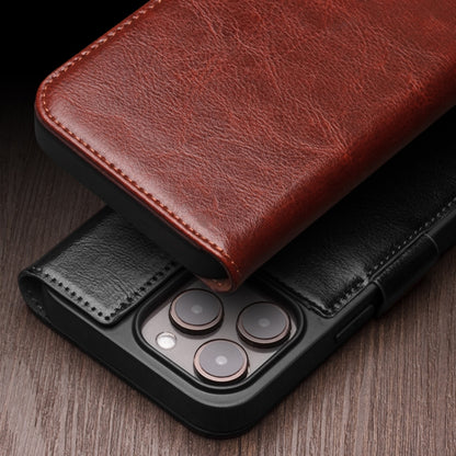 For iPhone 15 Plus QIALINO Classic 103 Buckle Genuine Leather Phone Case(Black) by QIALINO