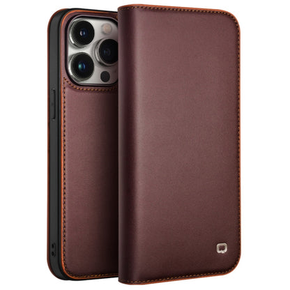 For iPhone 15 Pro Max QIALINO Classic Gen2 Genuine Leather Phone Case(Brown) by QIALINO