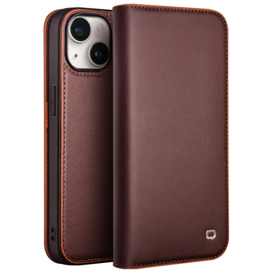 For iPhone 15 Plus QIALINO Classic Gen2 Genuine Leather Phone Case(Brown) by QIALINO