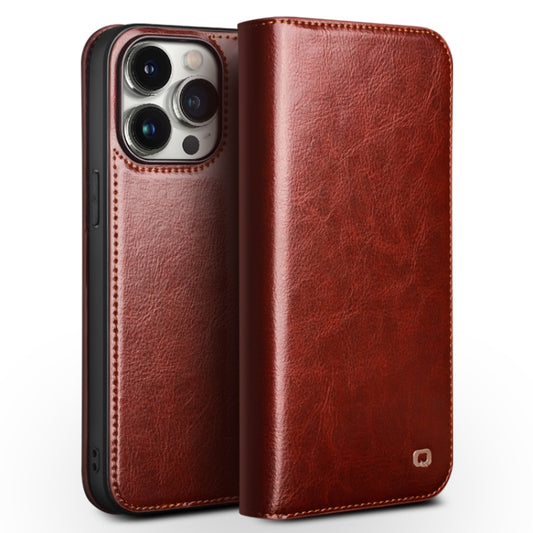 For iPhone 15 Pro QIALINO Classic Genuine Leather Phone Case(Brown) by QIALINO