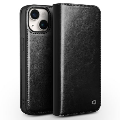 For iPhone 15 Plus QIALINO Classic Genuine Leather Phone Case(Black) by QIALINO