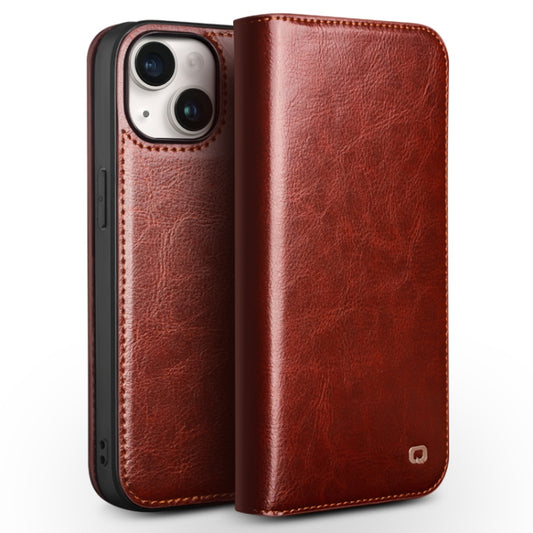 For iPhone 15 Plus QIALINO Classic Genuine Leather Phone Case(Brown) by QIALINO