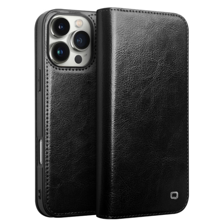 For iPhone 16 Pro QIALINO Classic Genuine Leather Phone Case(Black) by QIALINO