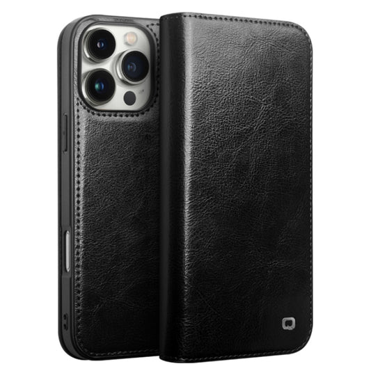 For iPhone 16 Pro QIALINO Classic Genuine Leather Phone Case(Black) by QIALINO
