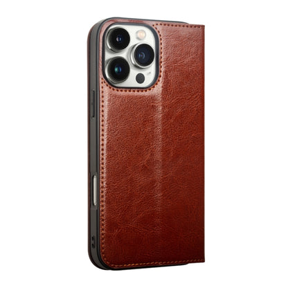 For iPhone 16 Pro QIALINO Classic Genuine Leather Phone Case(Brown) by QIALINO
