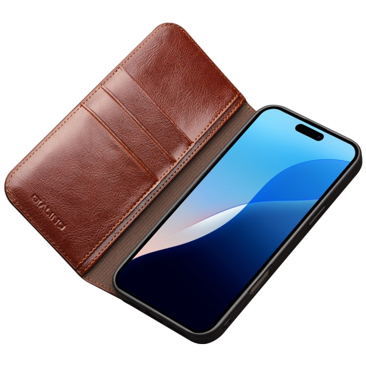 For iPhone 16 Plus QIALINO Classic Genuine Leather Phone Case(Brown) by QIALINO