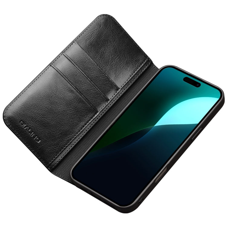 For iPhone 16 QIALINO Classic Genuine Leather Phone Case(Black) by QIALINO
