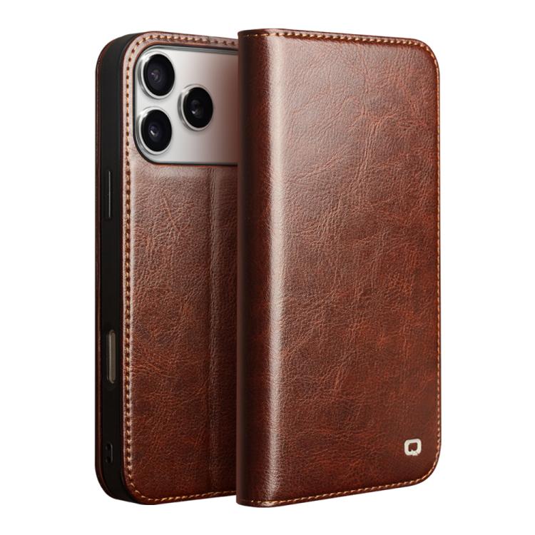 For iPhone 17 Pro QIALINO Classic Genuine Leather Phone Case(Brown) by QIALINO