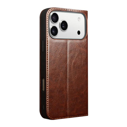 For iPhone 17 Pro Max QIALINO Classic Genuine Leather Phone Case(Brown) by QIALINO