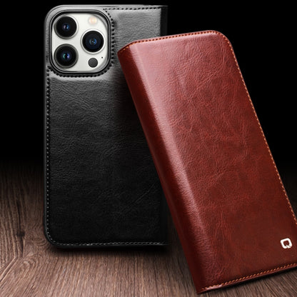 For iPhone 16 Pro QIALINO Classic Genuine Leather Phone Case(Brown) by QIALINO