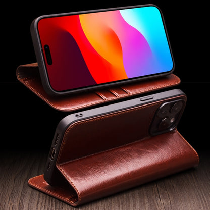 For iPhone 15 Plus QIALINO Classic Genuine Leather Phone Case(Brown) by QIALINO