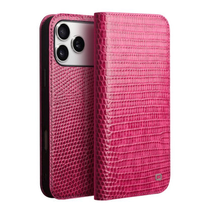 For iPhone 17 Pro QIALINO Little Crocodile Texture Genuine Leather Phone Case(Rose Red) by QIALINO