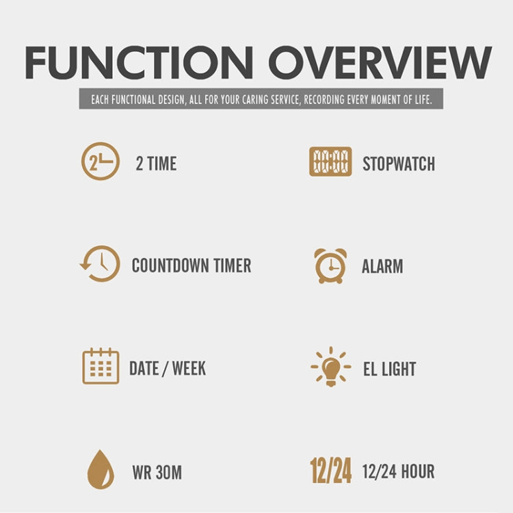 SKMEI 1882 Multifunctional Men 30M Waterproof Luminous Stainless Steel Digital Wrist Watch(Rose Gold Black) by SKMEI