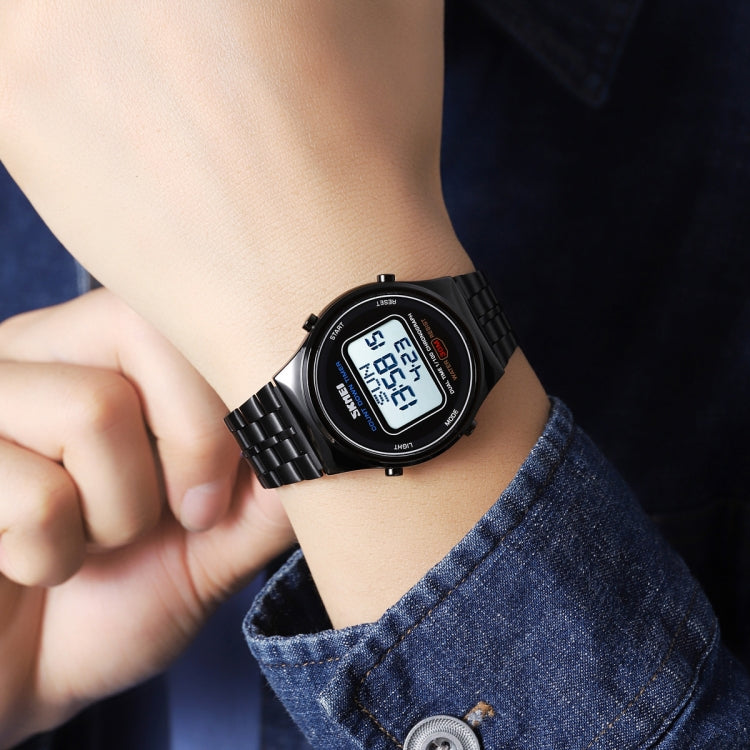 SKMEI 1882 Multifunctional Men 30M Waterproof Luminous Stainless Steel Digital Wrist Watch(Silver Black) by SKMEI