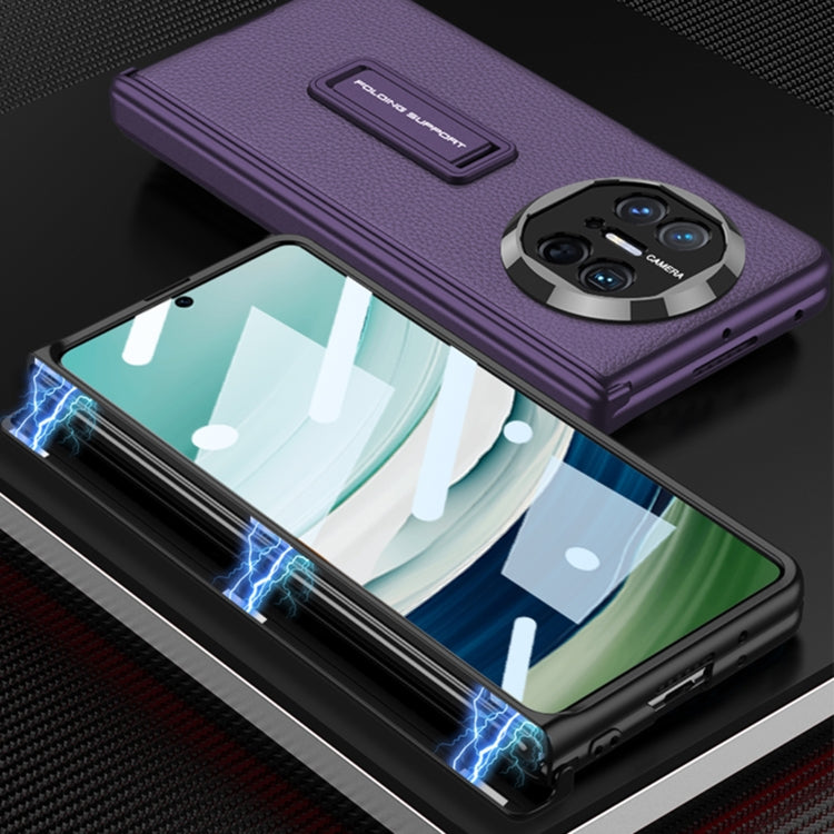 For Huawei Mate X5 GKK Magnetic Hinge Flip Leather Phone Case with Holder(Carbon Fiber) by GKK