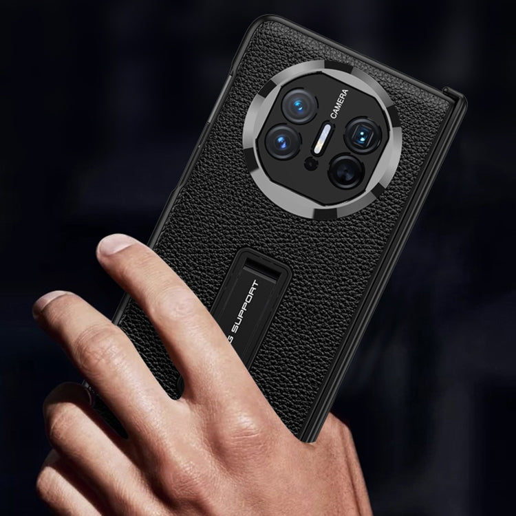 For Huawei Mate X5 GKK Magnetic Hinge Flip Leather Phone Case with Holder(Black) by GKK