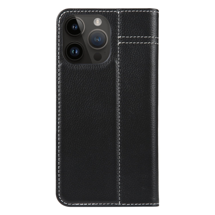 For iPhone 15 Pro Max GEBEI Top-grain Horizontal Flip Leather Phone Case(Black) by GEBEI