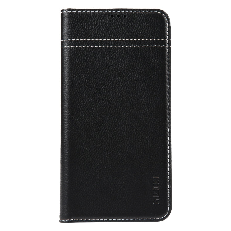 For iPhone 15 Pro GEBEI Top-grain Horizontal Flip Leather Phone Case(Black) by GEBEI