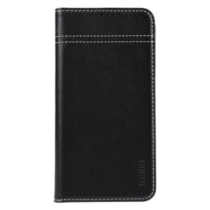 For iPhone 15 Pro GEBEI Top-grain Horizontal Flip Leather Phone Case(Black) by GEBEI