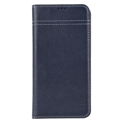 For iPhone 15 Plus GEBEI Top-grain Horizontal Flip Leather Phone Case(Blue) by GEBEI
