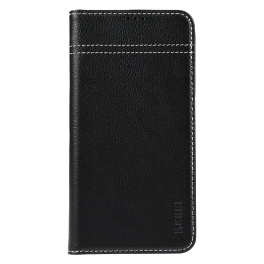 For iPhone 15 GEBEI Top-grain Horizontal Flip Leather Phone Case(Black) by GEBEI