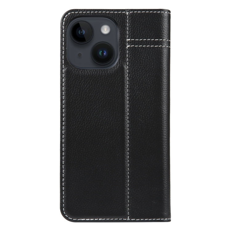 For iPhone 15 GEBEI Top-grain Horizontal Flip Leather Phone Case(Black) by GEBEI
