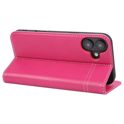 For iPhone 16 Plus GEBEI Top-grain Horizontal Flip Leather Phone Case(Rose Red) by GEBEI