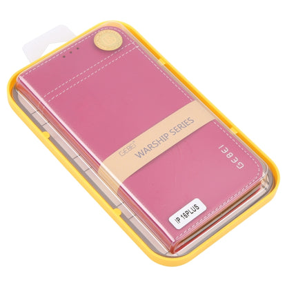 For iPhone 16 Plus GEBEI Top-grain Horizontal Flip Leather Phone Case(Rose Red) by GEBEI
