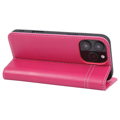 For iPhone 16 Pro GEBEI Top-grain Horizontal Flip Leather Phone Case(Rose Red) by GEBEI