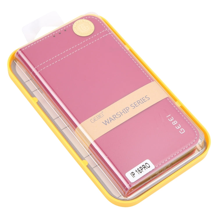 For iPhone 16 Pro GEBEI Top-grain Horizontal Flip Leather Phone Case(Rose Red) by GEBEI