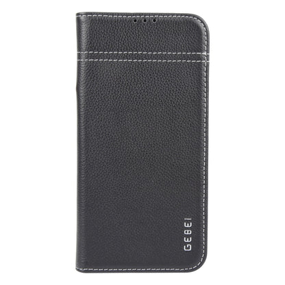 For iPhone 16 Pro Max GEBEI Top-grain Horizontal Flip Leather Phone Case(Black) by GEBEI