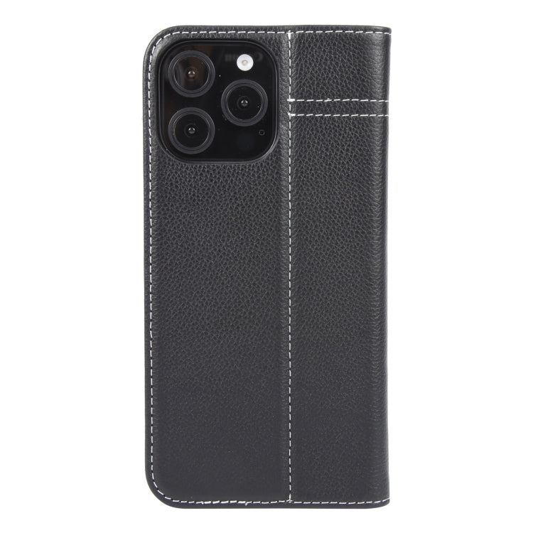 For iPhone 16 Pro Max GEBEI Top-grain Horizontal Flip Leather Phone Case(Black) by GEBEI