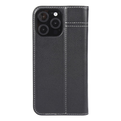 For iPhone 16 Pro Max GEBEI Top-grain Horizontal Flip Leather Phone Case(Black) by GEBEI