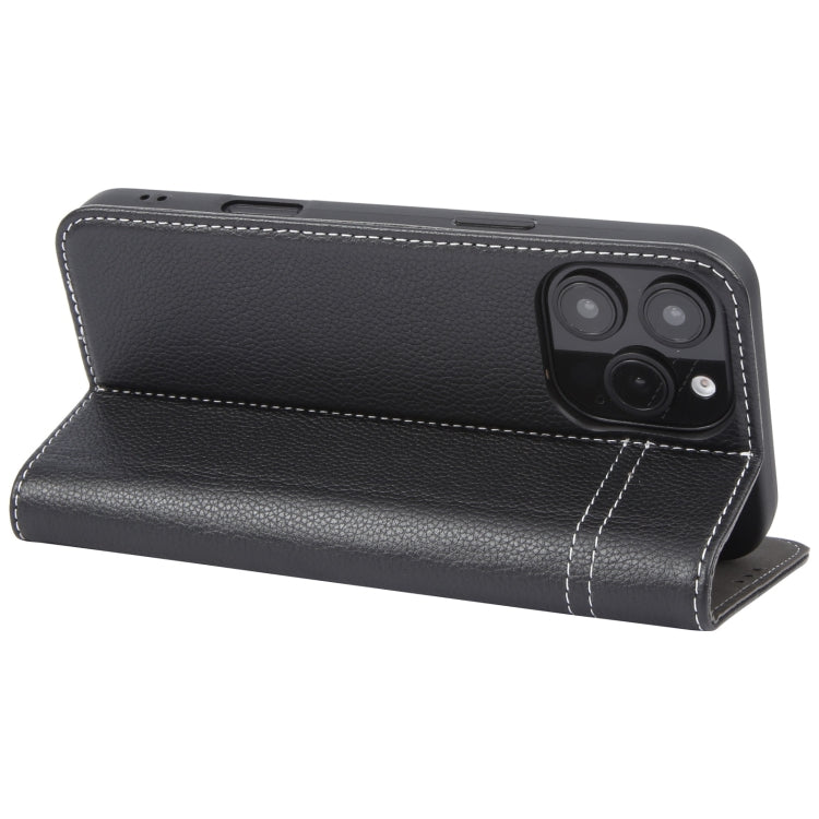 For iPhone 16 Pro Max GEBEI Top-grain Horizontal Flip Leather Phone Case(Black) by GEBEI