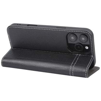 For iPhone 16 Pro Max GEBEI Top-grain Horizontal Flip Leather Phone Case(Black) by GEBEI