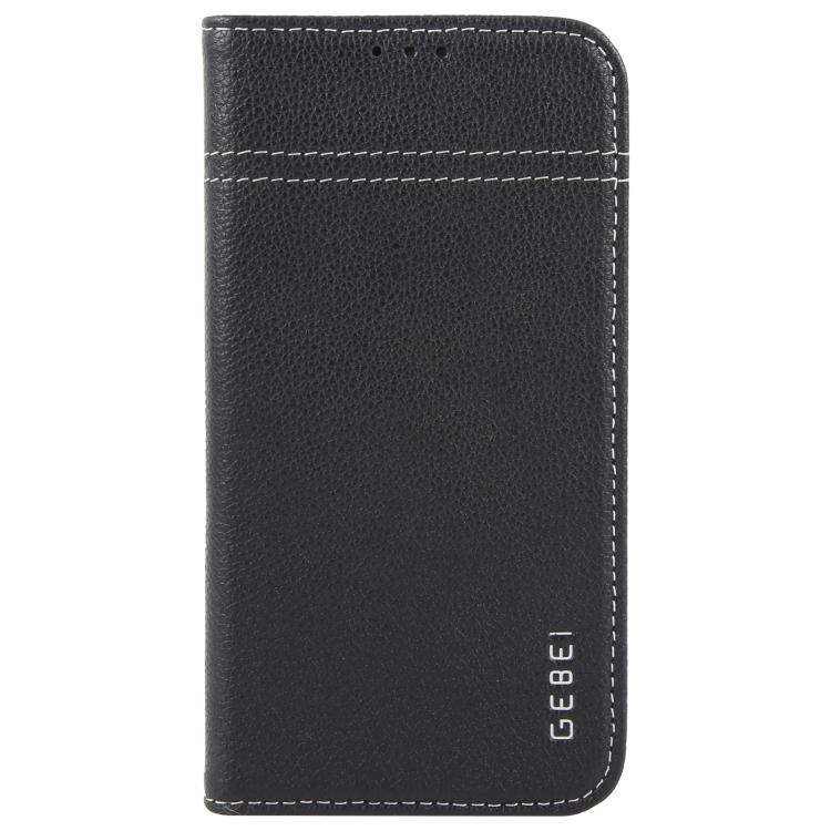 For iPhone 16e GEBEI Top-grain Horizontal Flip Leather Phone Case(Black) by GEBEI