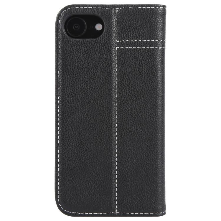 For iPhone 16e GEBEI Top-grain Horizontal Flip Leather Phone Case(Black) by GEBEI