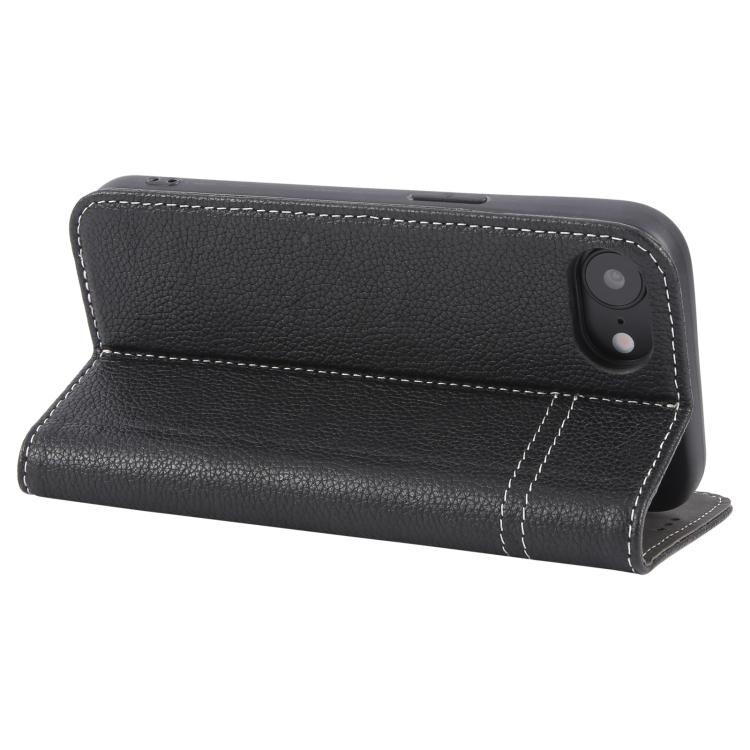 For iPhone 16e GEBEI Top-grain Horizontal Flip Leather Phone Case(Black) by GEBEI