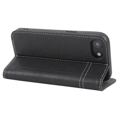 For iPhone 16e GEBEI Top-grain Horizontal Flip Leather Phone Case(Black) by GEBEI