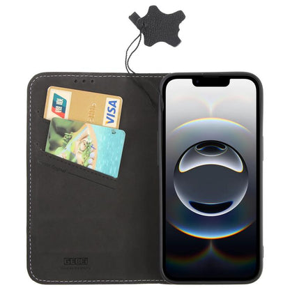 For iPhone 16e GEBEI Top-grain Horizontal Flip Leather Phone Case(Black) by GEBEI