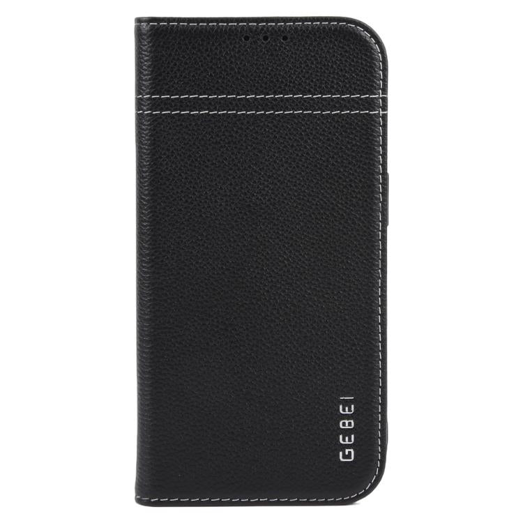 For iPhone 17 GEBEI Top-grain Horizontal Flip Leather Phone Case(Black) by GEBEI
