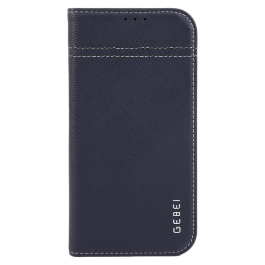 For iPhone 17 GEBEI Top-grain Horizontal Flip Leather Phone Case(Blue) by GEBEI