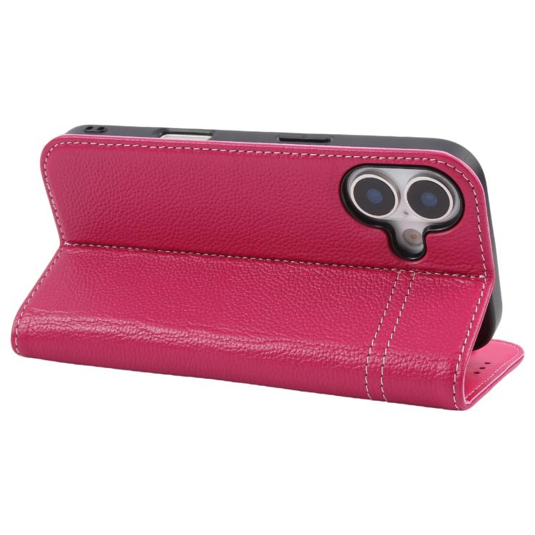 For iPhone 17 GEBEI Top-grain Horizontal Flip Leather Phone Case(Rose Red) by GEBEI